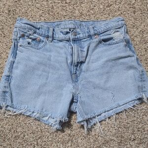 American Eagle Outfitters Women's Frayed Light Blue Jean Shorts